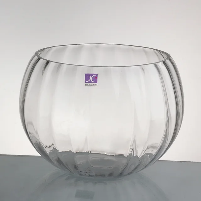 Vertical ridge cute glass fish pot-Transparent