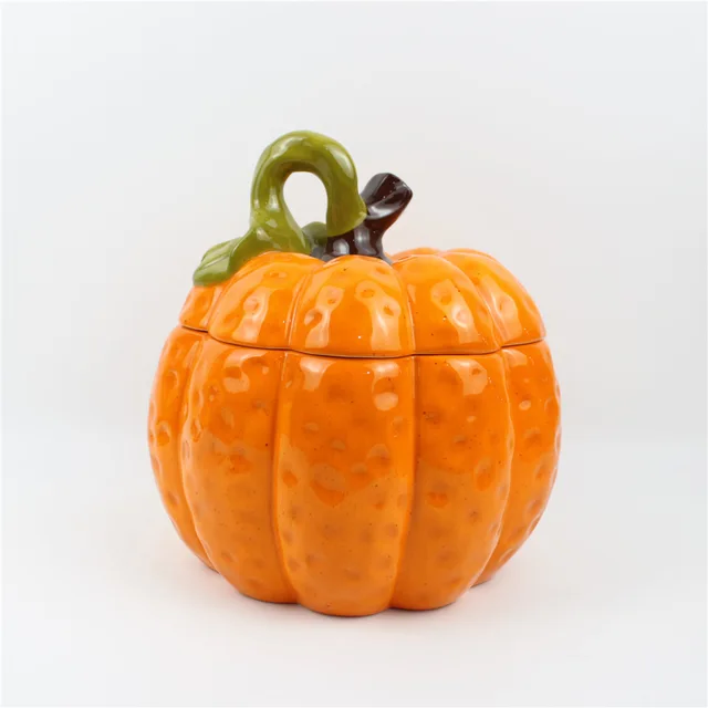 Ceramic Pumpkin Cookie Jar, Hand-painted Ceramic Autumn Festival Cookie Jar