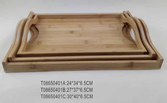 Bamboo tray 3pcs as a set