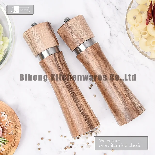 2pcs Acacia Wood Pepper/Salt Mill Set