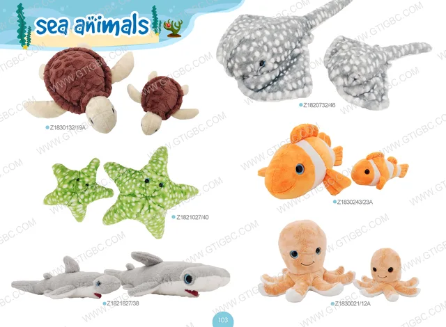 Sea Animals Devil Fish Sea Star Shark Octopus Sea Turtle Clownfish Gtst Plush Toy