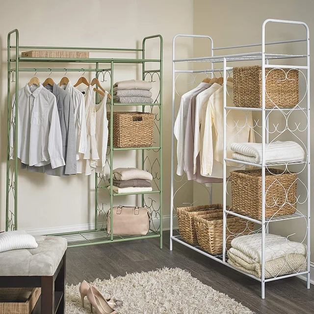 5-Tier Metal Closet with Hanging Rod