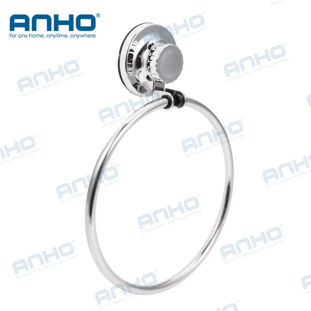 Wall mounted suction cup towel ring