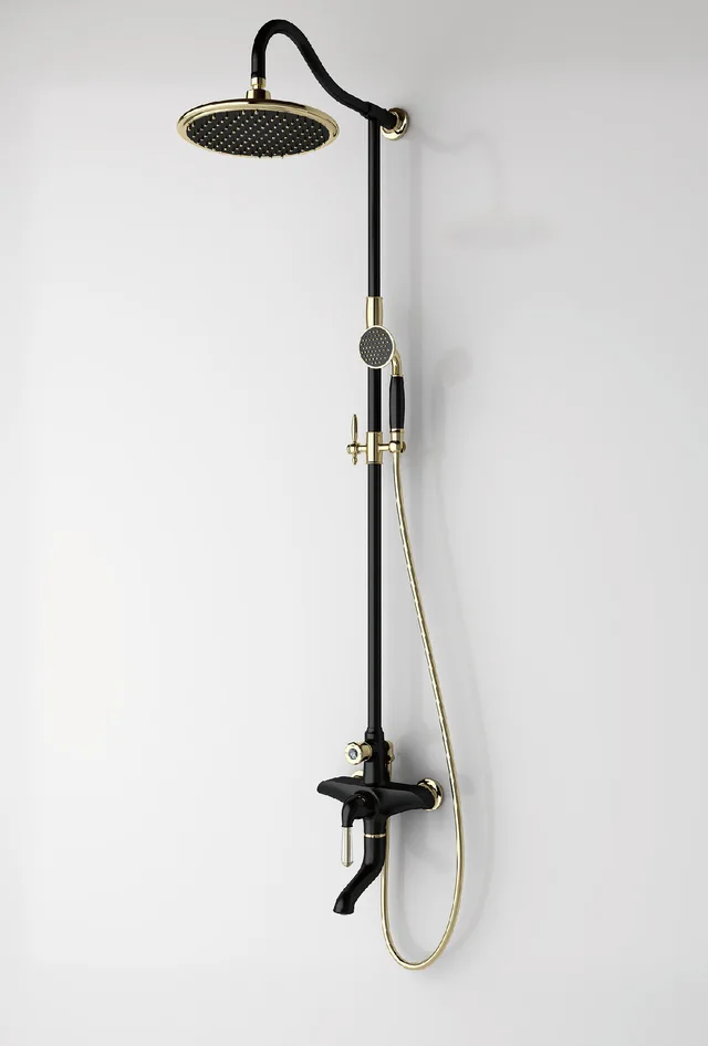 Single Lever black and gold Lifting Shower