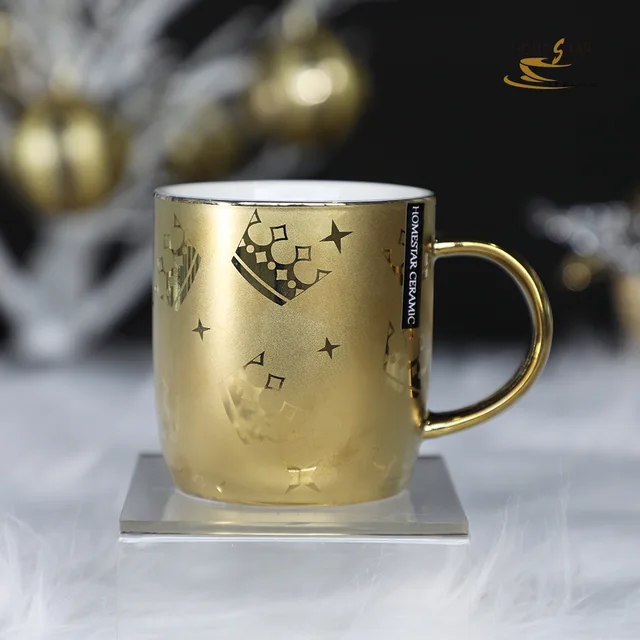 12oz barrel shape gold electroplate mug