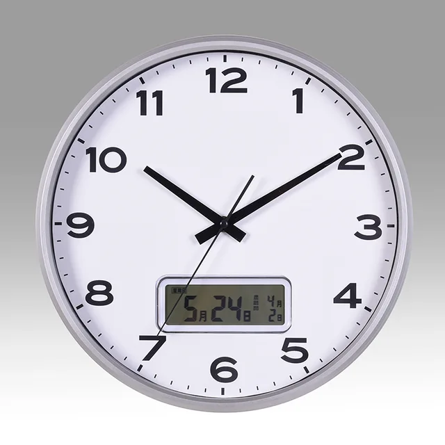 Modern wall clock with LCD