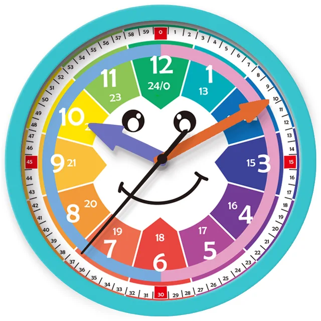 12 Inch Cheap Light Blue Framed Plastic Wall Clock for School Home Office Decoration