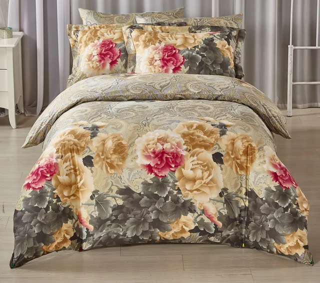 100cotton sateen Paisley printed bed sheet sets