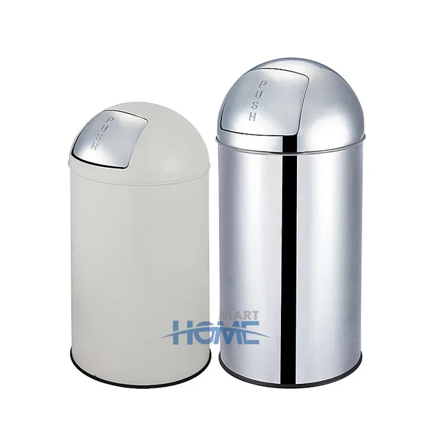 SS201 Push Door Large Capacity Waste Bin/Outdoor Ash Can/Hand Push Dustbin/Push Recycle Kitchen or Outdoor Garbage Bin