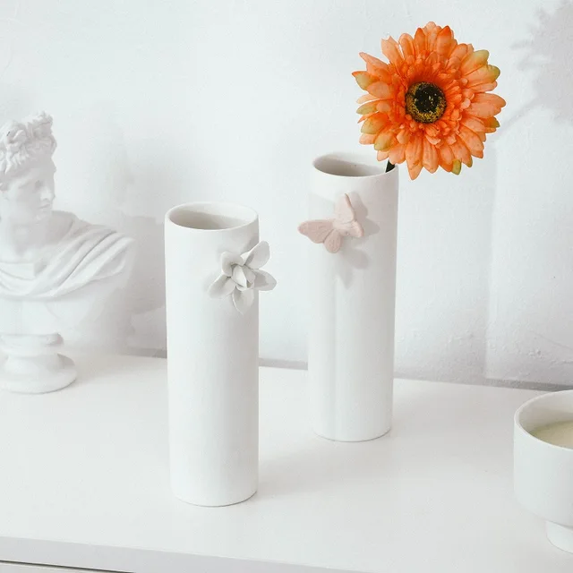 Modern vase with ceramic flower