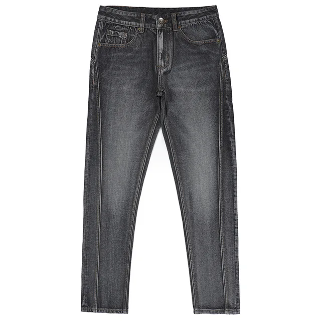 2025Simple style grey jeans splice denim jeans pants fashion men jeans trousers G1965