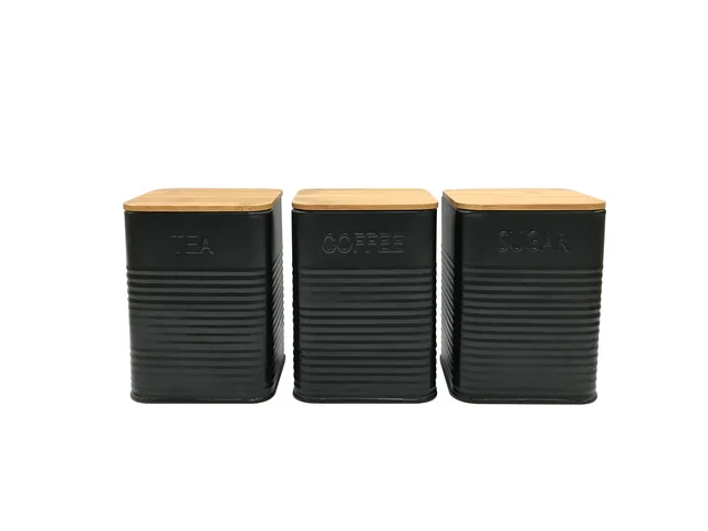 3pc Kitchen Storage Set - Tea Coffee Sugar Bin Jars Canisters