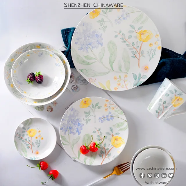 Porcelain New Bone China Tableware Hand Painted Flowers P311 SZChinaware Porcelain Plates Homeware Restaurant Used Dinner Plates