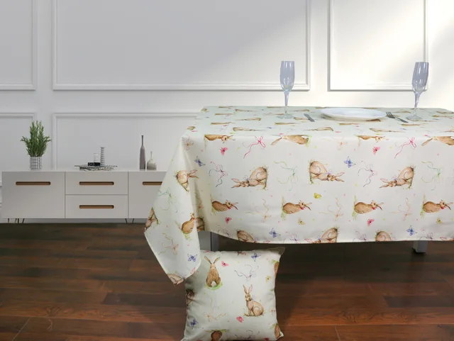 Rabbit bunny flower print tablecloth