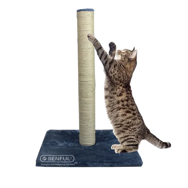 Cat Scratching Post, Natural Sisal Pole and Carpet Covered Heavy Base, Vertical Full Scratcher