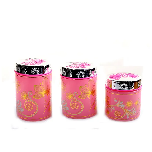 Colored Glass Canister with Decal