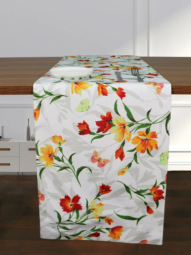 Floral flower print table runner for spring easter