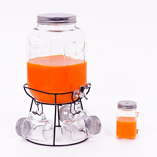 Glass dispenser and mason jar set