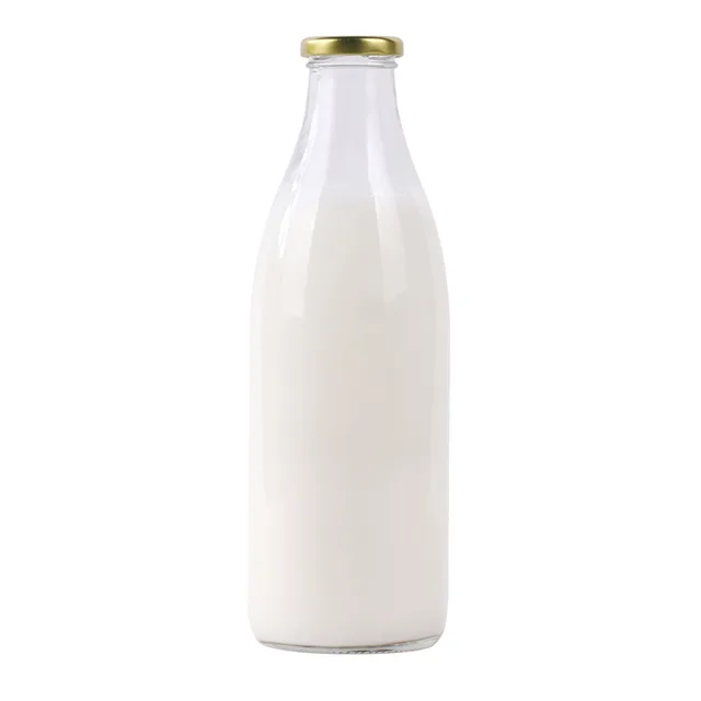1L glass milk bottle screw top with tin lid