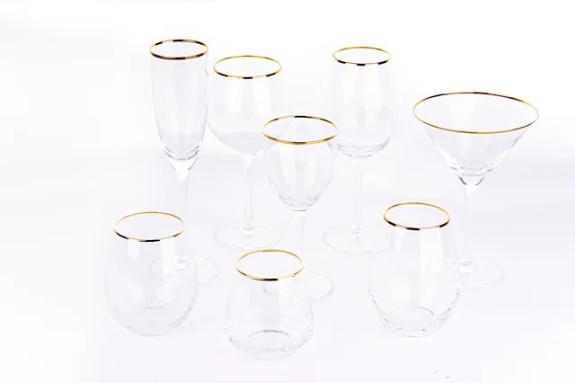 Clear base bubble Drinkingware with gold rim glassware