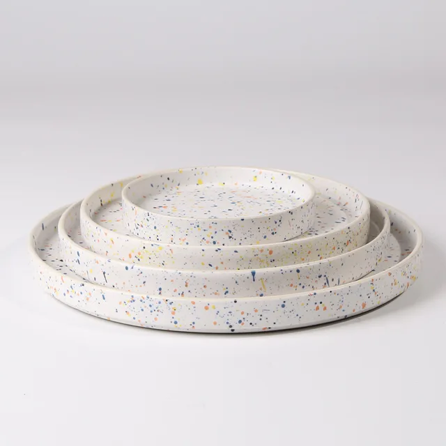 Plate,mottled effect,Hand Spray point,matte glaze