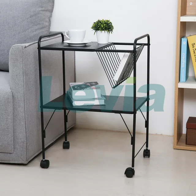 Kiana Cart Metal 2-Tier Rolling Household Storage Cart to use in Bathrooms, Kitchen, Craft Rooms, Laundry Rooms, and Kid's Rooms - Portable, Includes 4 Caster Wheels