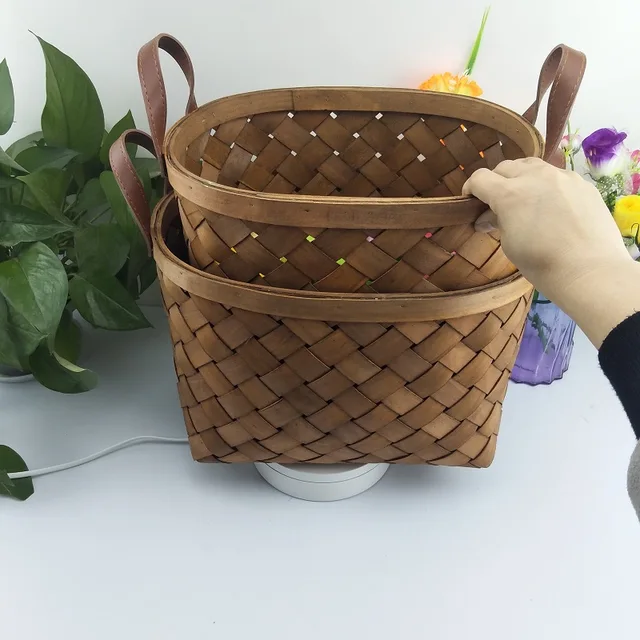 Hand-woven wood basket Kitchen basket for fruit basket