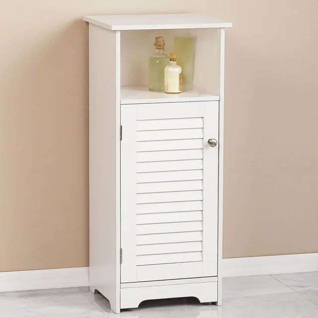 White Bathroom Storage Shelf Wood Bathroom Organizer With Door