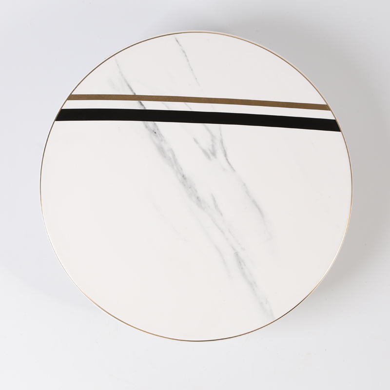 Cake stand,matte glaze, Marble decal,gold
