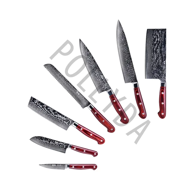 Damascus bolster Knife Pakka wood handle kitchenknife DMS0005