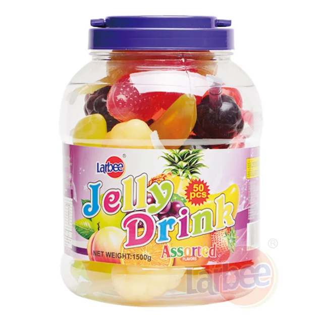 Jelly drink in round jar-fruit shaped