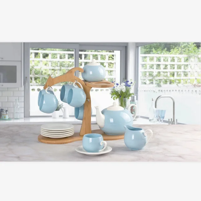 17pcs Coffee set with wooden stand