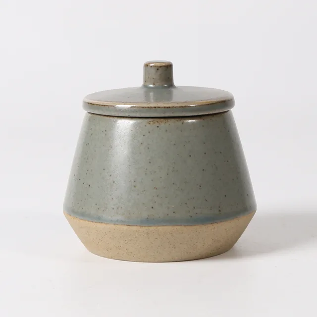 Sandstone sugar pot,reactive glaze,half glaze, non glaze