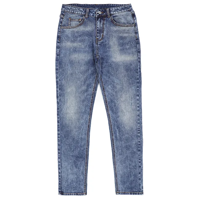 2025 new fashionCotton elastic blue skinny jeans men's jean bleached and pickled male pants G2325-Z