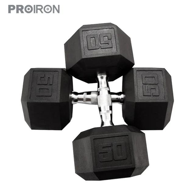 50LB Rubber Hex Dumbbell
