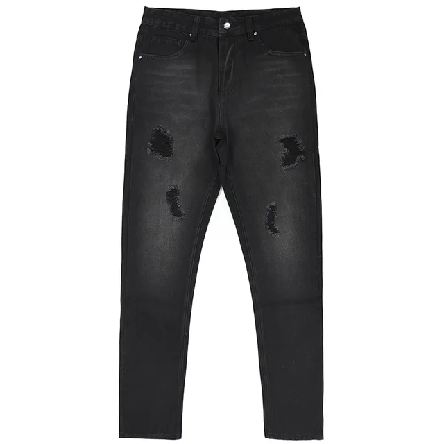 2026 Fashion Black denim jeans ripped skinny men jeans trousers G2322-Z