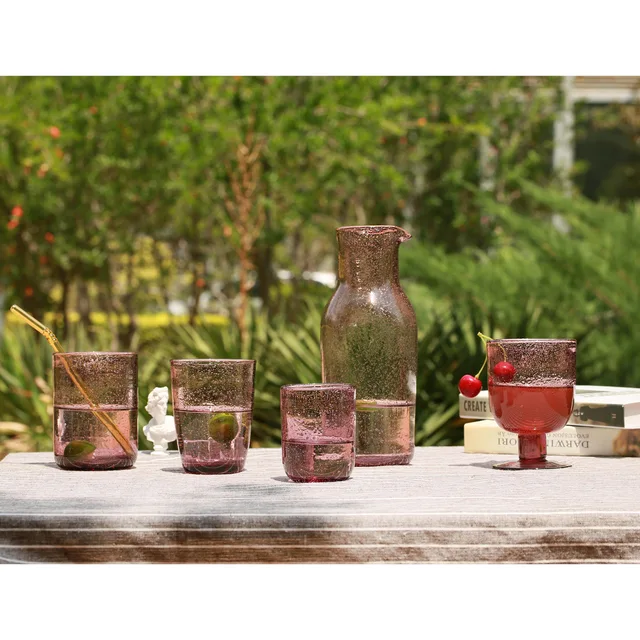 Bubbled Glass pitcher, Stemless Glass pot, Clear. 1245ML