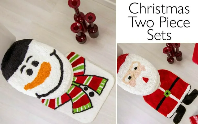 Microfiber Christmas two-piece bath mat