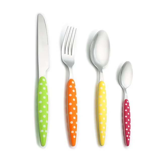2 Tones Stainless Steel Cutlery Long Tang Flatware Set High Quality Silverware Set For Wedding Restaurant Hotel