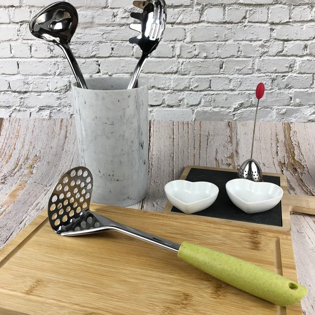 Stainless steel potato presser kitchen utensil(green)