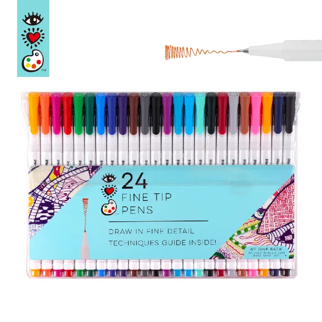 Pack of 24 triangular barrel assorted colors journal fineliner