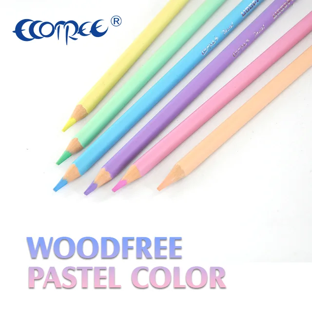 Woodless Pastel Colored Pencils Made of Plastic