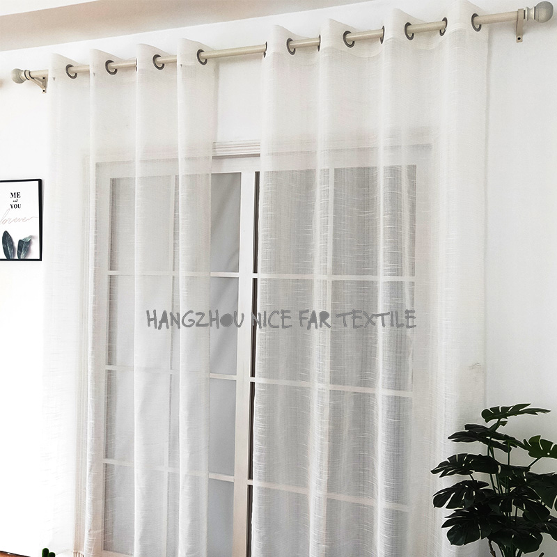 Stripe voile fabr00000DF180178LL ALICE stripe voile fabric yarn dyed jacquard screen printing cutting recycle voilage ready made linen curtain