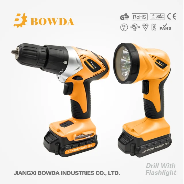 Cordless 18v Li-ion Drill With Flashlight