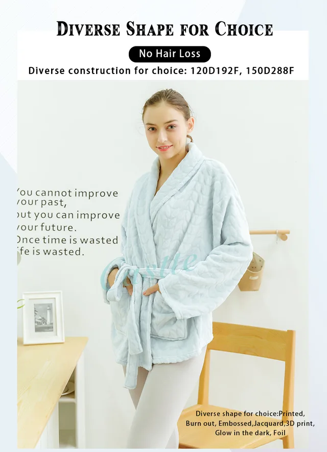 Teen Embossed Coral Fleece short robe