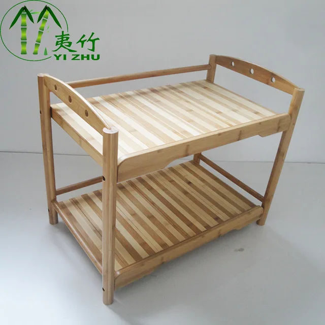 2 layers Bamboo commodity rack