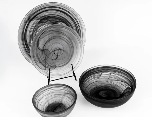 S/3 Machine Spun Glass Charger Plates GLASSWARE