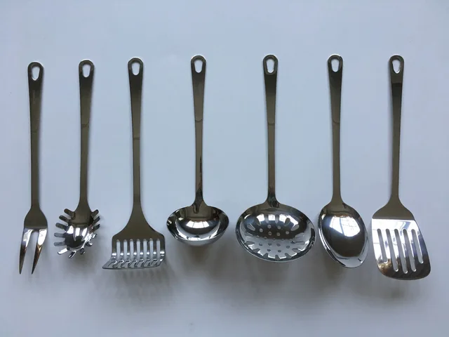 Stainless Steel 3mm Kitchen Tool Set Shovel Skimmer Potato Masher Spaghetti Ladle