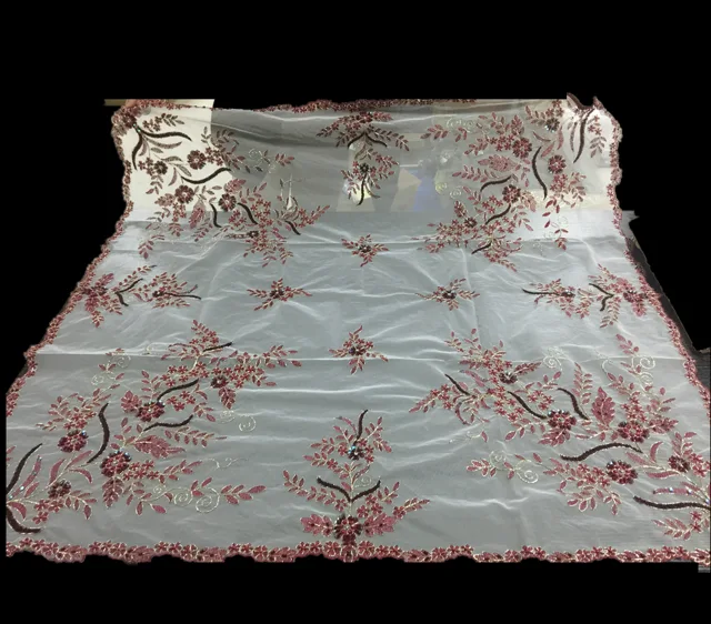 Net Fabric Tablecloth With Beaded & Sequins