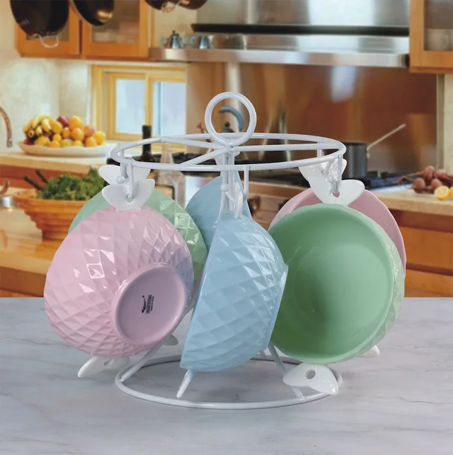 6 pcs soup bowl set with stand